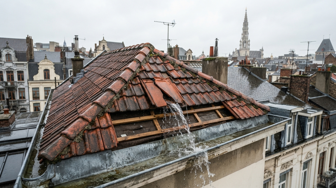 Chantier de toiture réalisé par ConstruisToit à Bruxelles