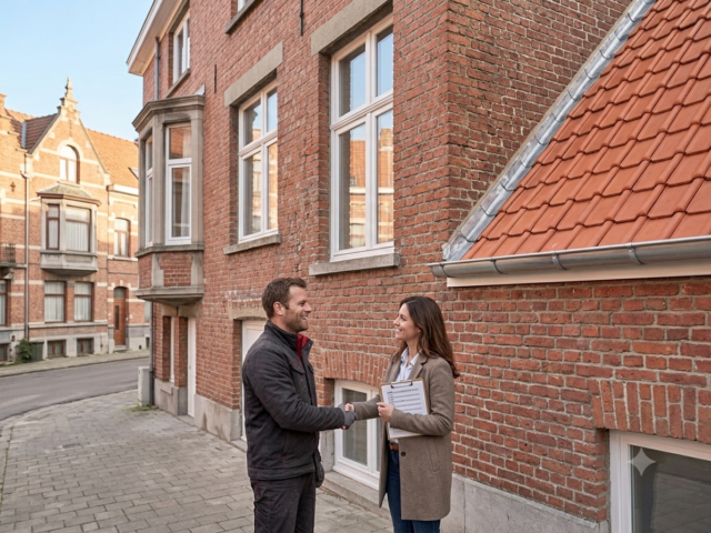 Contrôle final avec le client après travaux de toiture et façade à Bruxelles