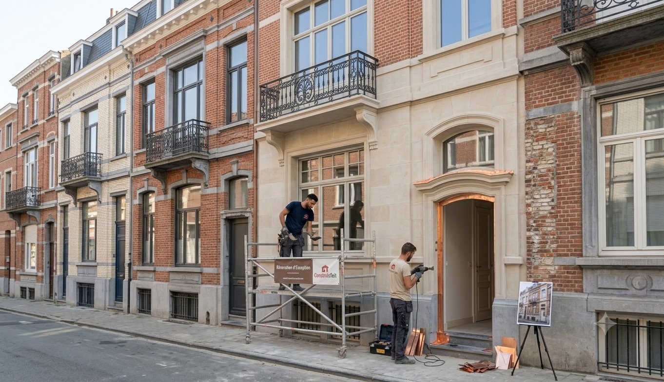 Chantier de façade réalisé par ConstruisToit à Bruxelles